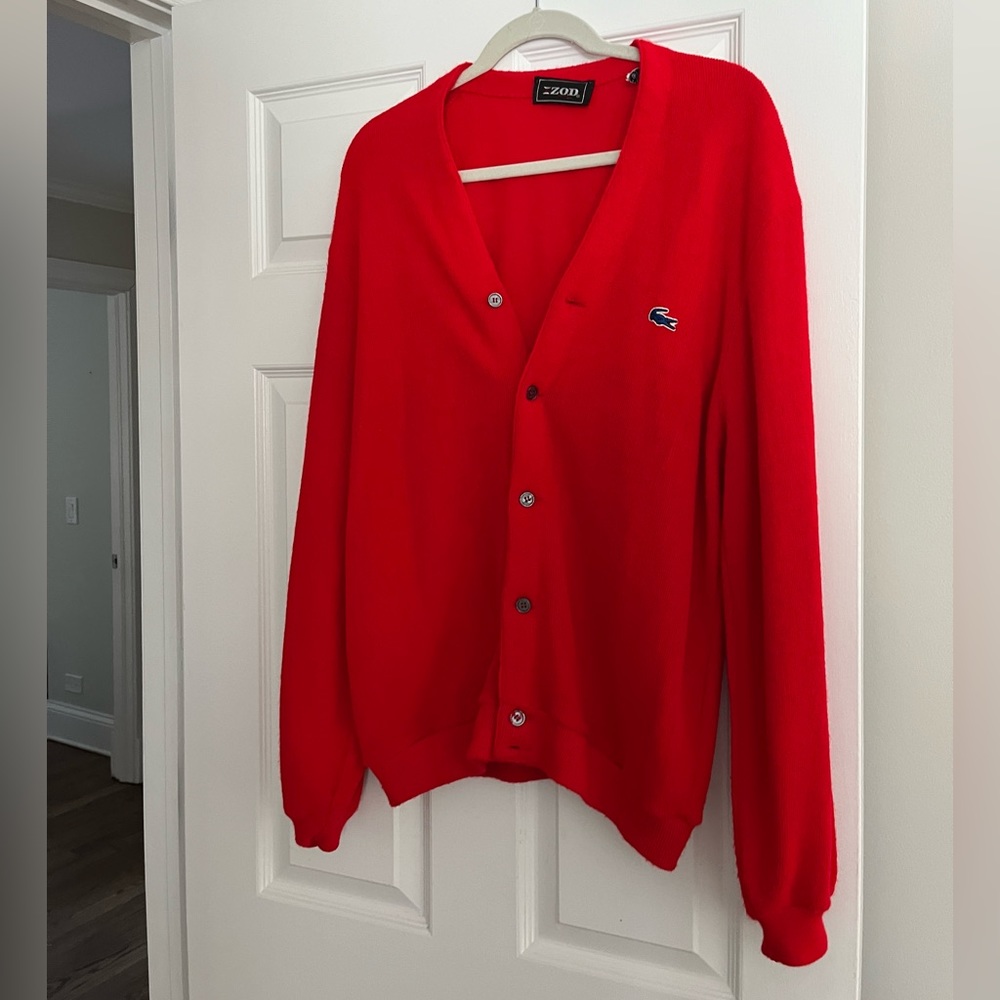Vintage Izod Cardigan! Amazing bright red